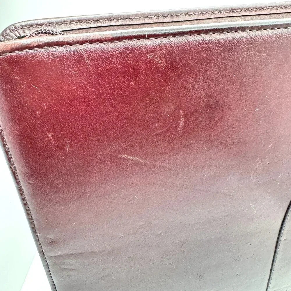Franklin Quest Full Grain Aniline Leather Brown Planner Classic Sz 7 Ring Zipper
